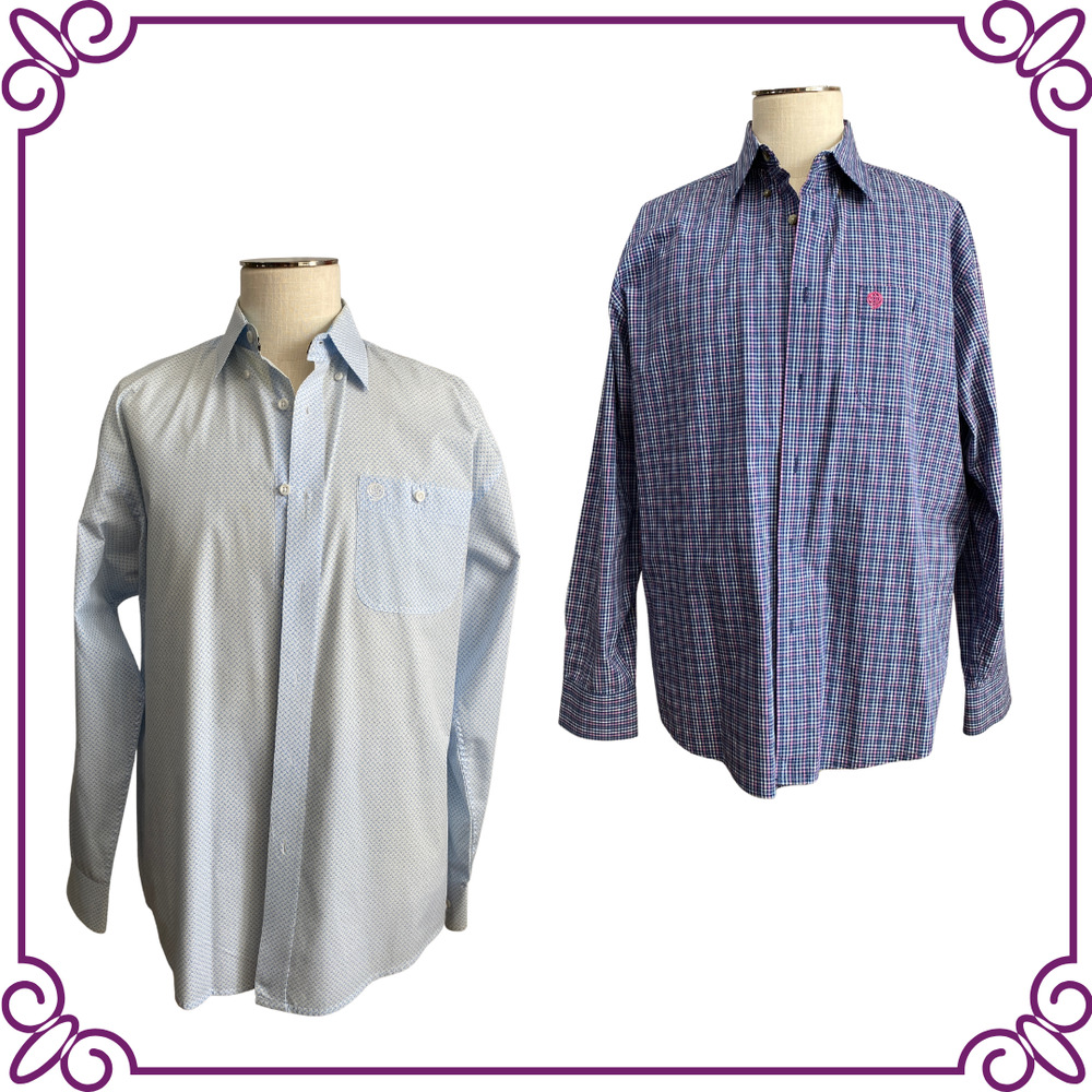 2 George Straight Collection by Wrangler Long Sleeve Button Down Shirts